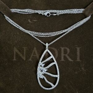 Nadri Silvertone CZ Pendant/Necklace 34" Pendant 2"X1"